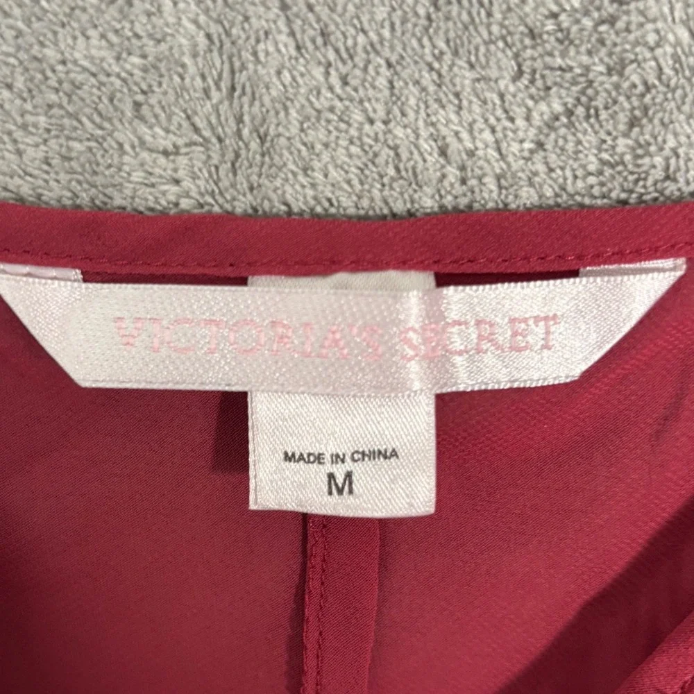 Vintage Victoria's Secret Burgundy Red Babydoll Cami Pajama Set Lace‎ Trim M Y2K